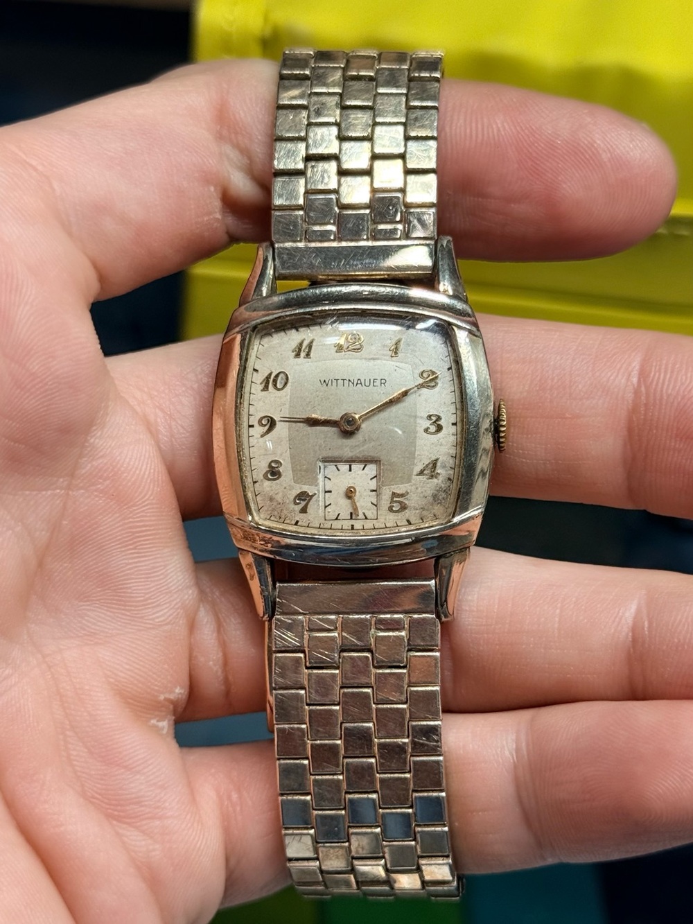 WITTNAUER 10k GOLD FILLED SWISS MADE -Tone Classic Men's Dress Watch -